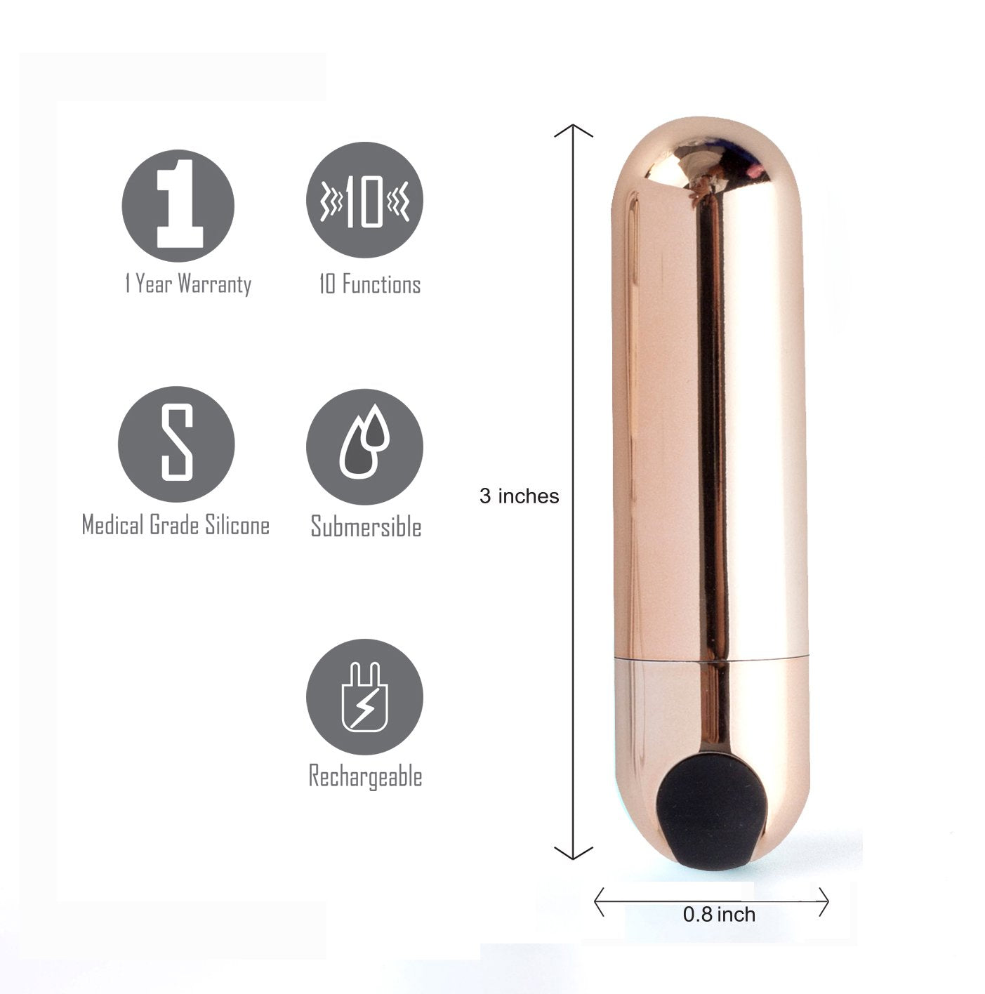 Maia Jessi - Rose Gold 7.6 cm USB Rechargeable Bullet