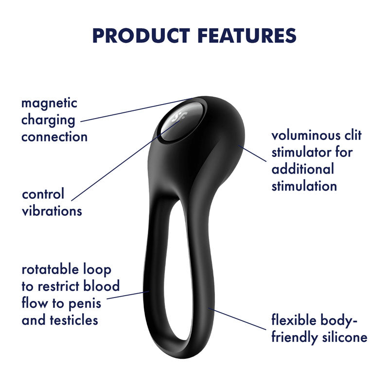 Satisfyer Majestic Duo - Black USB Rechargeable Cock Ring