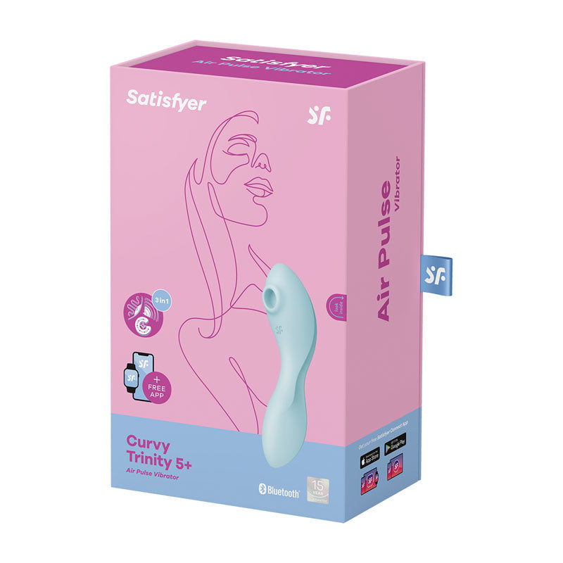 Satisfyer Curvy Trinity 5 - Blue USB Rechargeable Air Pulse Stimulator & Vibrator with App Control