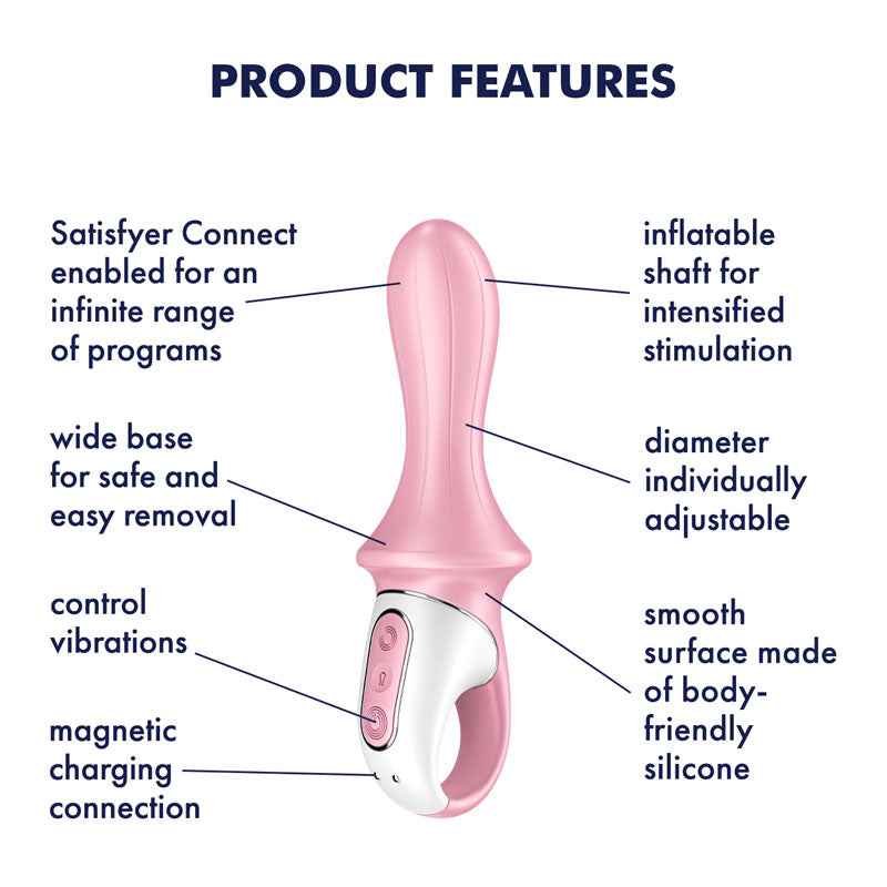 Satisfyer Air Pump Booty 5 - Pink USB Rechargeable Inflatable Anal Vibrator with App Control