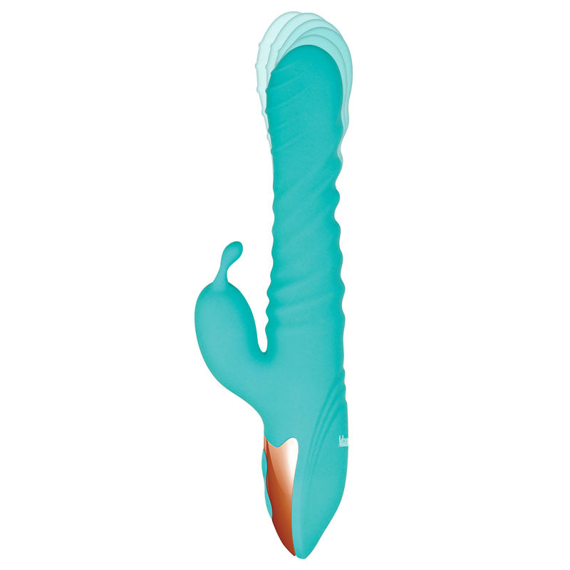 Adam & Eve HEAT ME UP Warming Rabbit Thruster - Teal 23.6 cm USB Rechargeable Warming Rabbit Vibrator