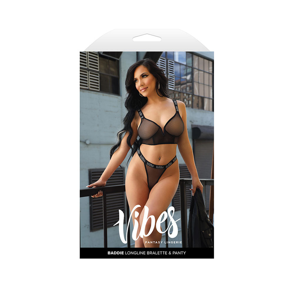 VIBES BADDIE Longline Bralette & Panty - M/L