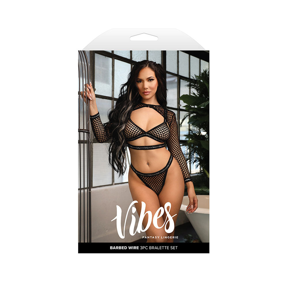 VIBES BARBED WIRE 3 Piece Bralette Set - S/M