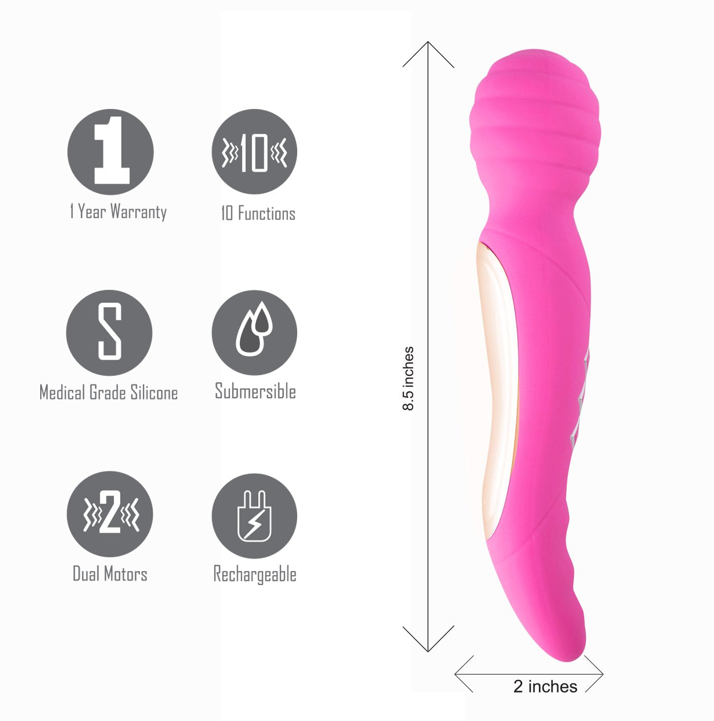 Maia Zoe - Purple USB Rechargeable Dual Vibrating Massage Wand