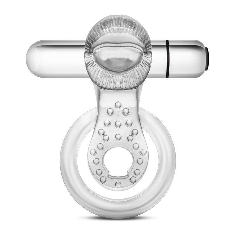 Stay Hard 10-Function Vibrating Tongue Ring - Clear Vibrating Cock & Ball Ring