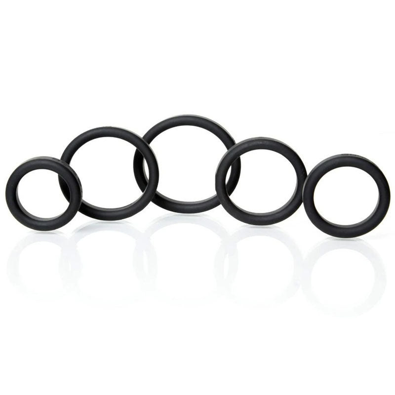 Boneyard Silicone Ring 5 Pcs Kit - Black Cock Rings - Set of 5 Sizes