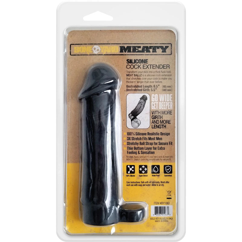 Boneyard Meaty Cock Extender Black - Black Penis Extender Sleeve