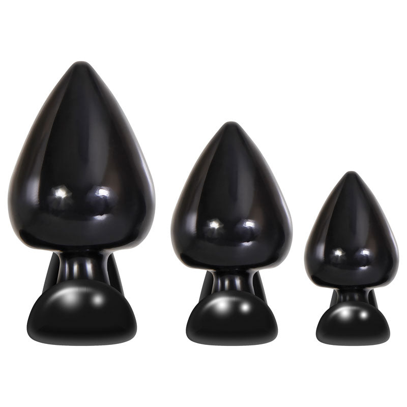 Evolved Anal Delights - Black Butt Plugs - Set of 3 Sizes