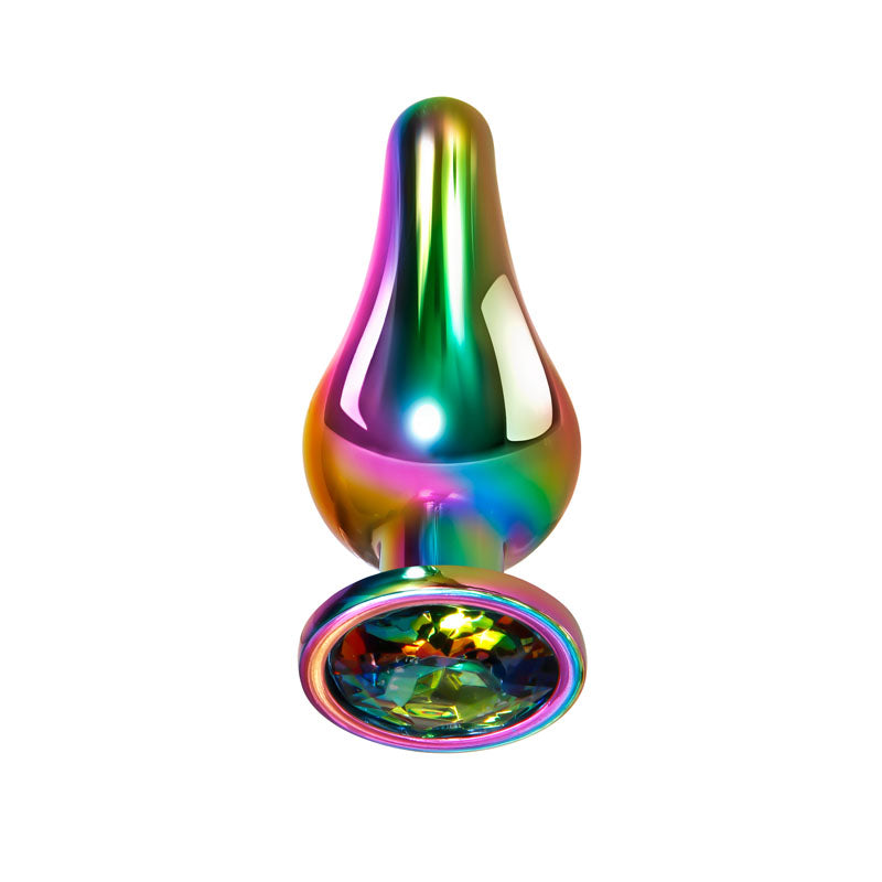 Evolved Rainbow Metal Plug - Small - Coloured 9.4 cm Small Butt Plug with Gem Base