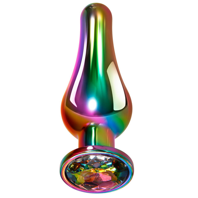 Evolved Rainbow Metal Plug - Large - Coloured 12.9 cm Large Butt Plug with Gem Base