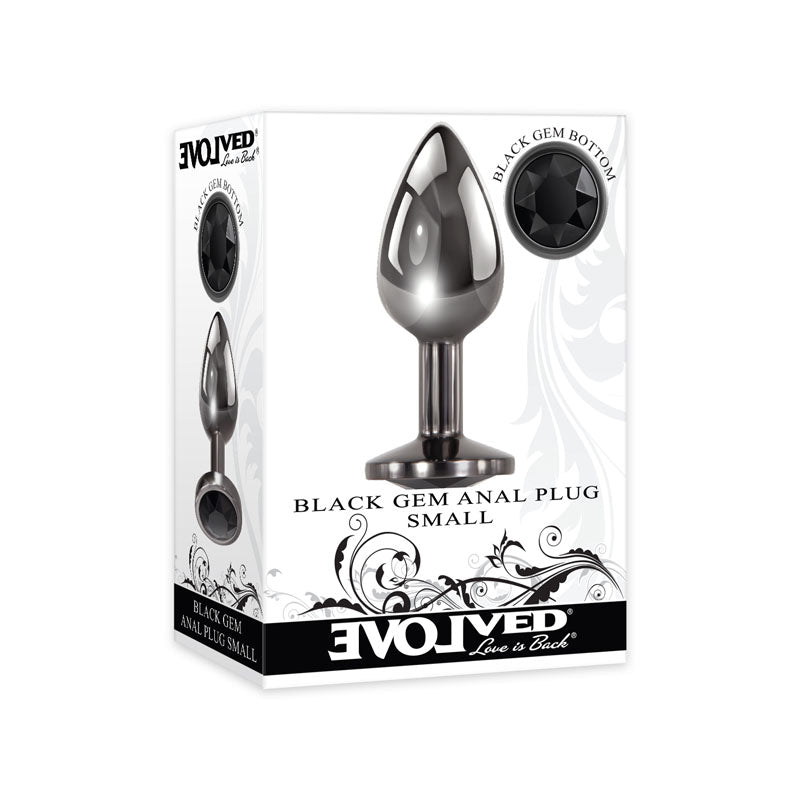 Evolved Black Gem Anal Plug - Small - Metallic 7.1 cm Small Butt Plug with Black Gem Base