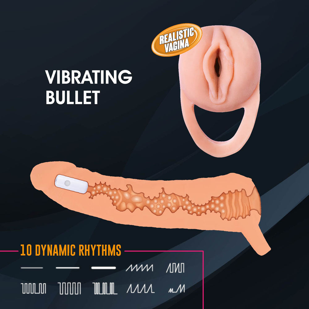 Extendor+ - Flesh 2 Inch Vibrating Penis Extender and Stroker