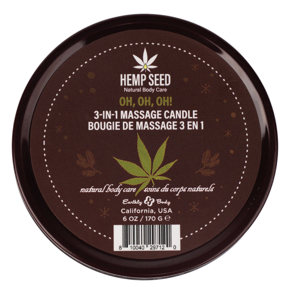 Hemp Seed 3-In-1 Massage Candle - Oh! Oh! Oh! - Amber Musk, Warm Tobacco, Caramel Strands - 170 g