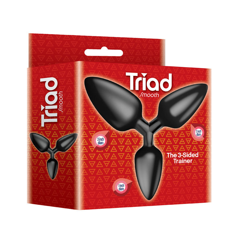 The 9's Triad 3 Way Butt Plug - Black Smooth 3-Way Butt Plug