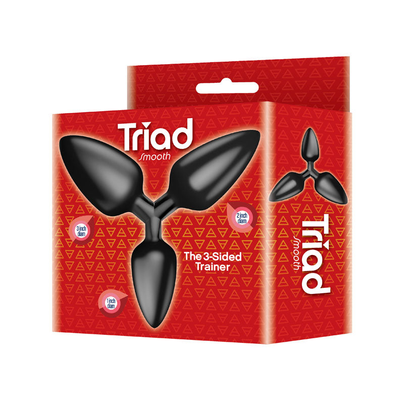 The 9's Triad 3 Way Butt Plug - Black Smooth 3-Way Butt Plug