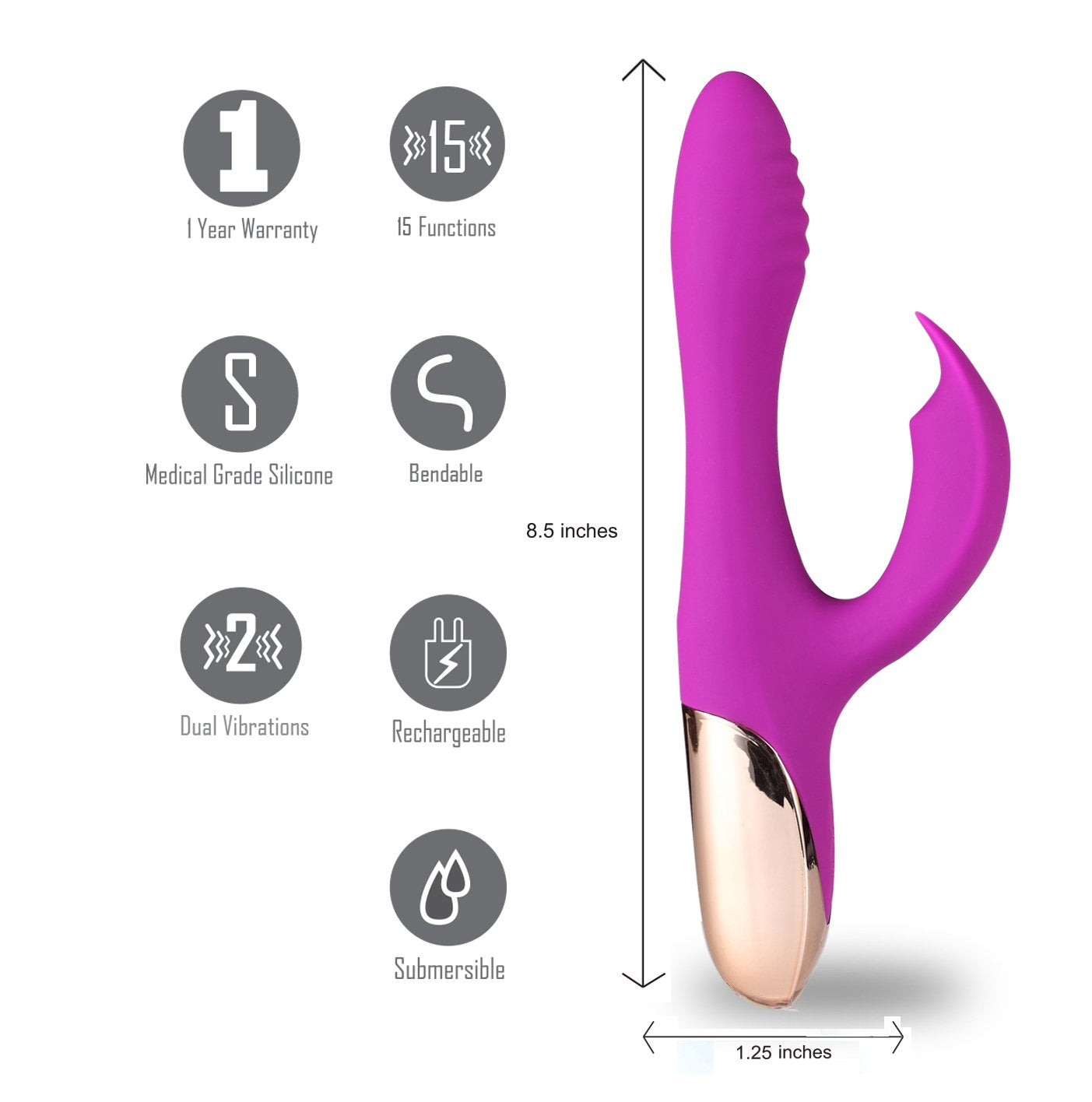 Maia Skyler - Purple 21.6 cm USB Rechargeable Bendable Rabbit Vibrator