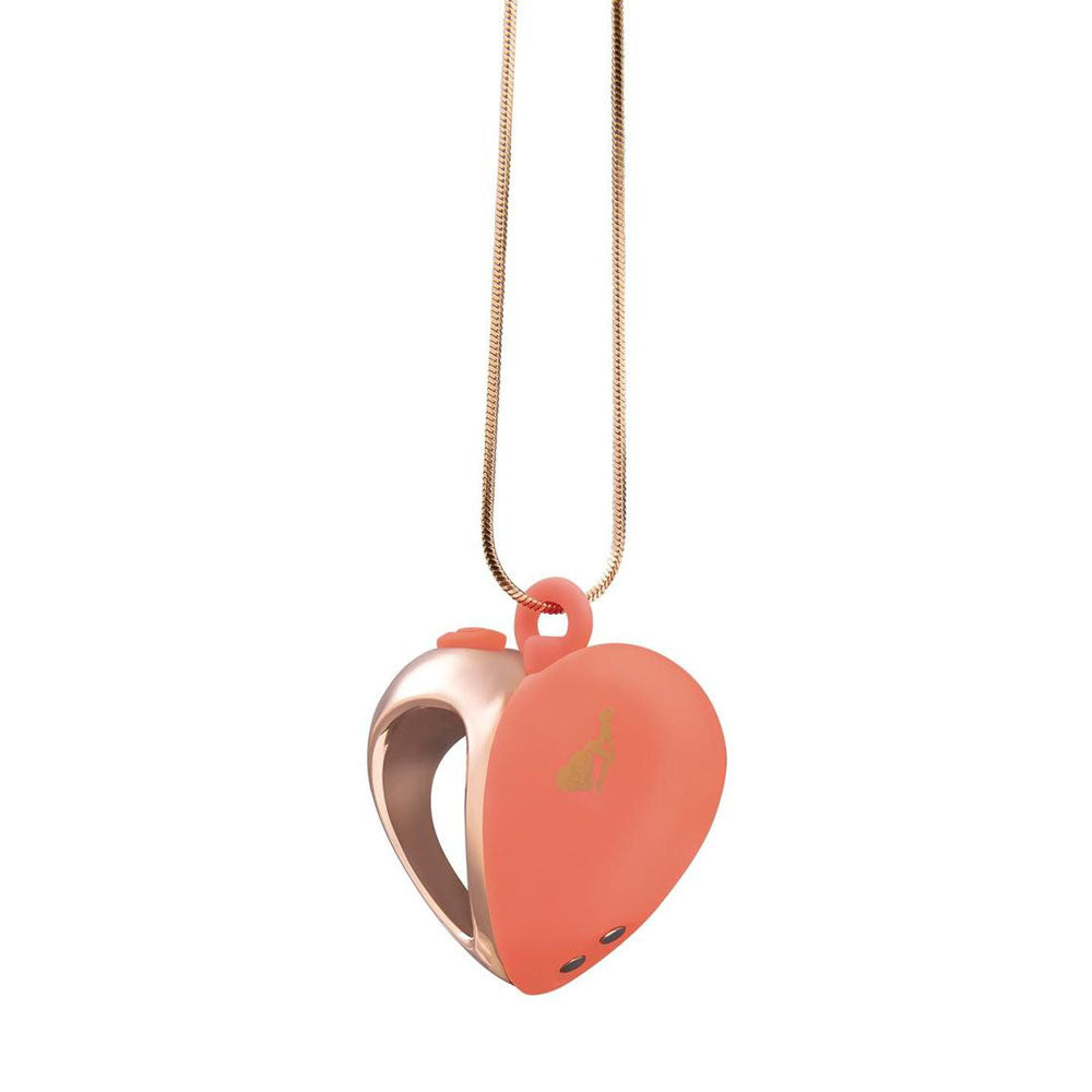 LAPDANCE Heart Pendant Wearable Necklace Vibrator - Pink/Rose Gold USB Rechargeable Necklace Vibrator