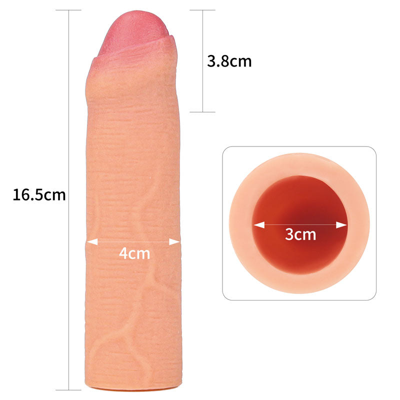 Nature Extender 1'' Silicone Uncut Sleeve - Flesh 2.5 cm Penis Extender Sleeve