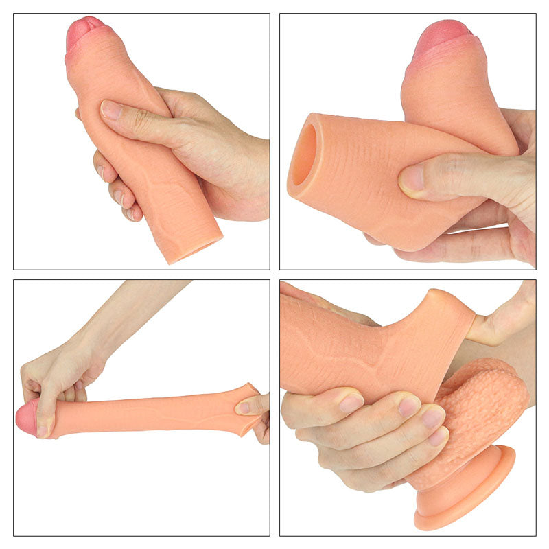 Nature Extender 1'' Silicone Uncut Sleeve - Flesh 2.5 cm Penis Extender Sleeve