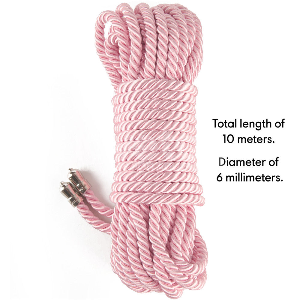 Rebellion Reign Silky Bondage Rope - Pink - Pink Bondage Rope - 10 metre length