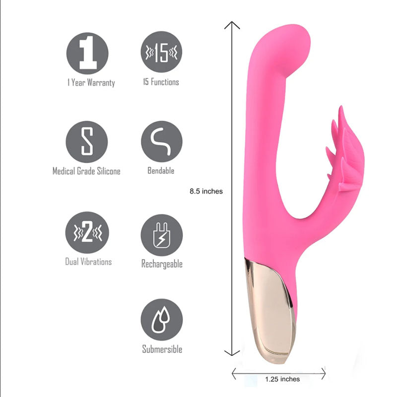 Maia Maui 420 - Pink 21.6 cm USB Rechargeable Rabbit Vibrator