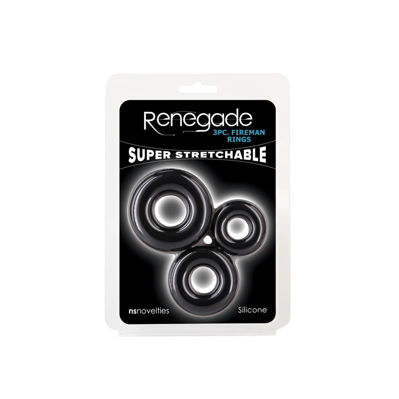 Renegade 3pc Fireman Rings - Black