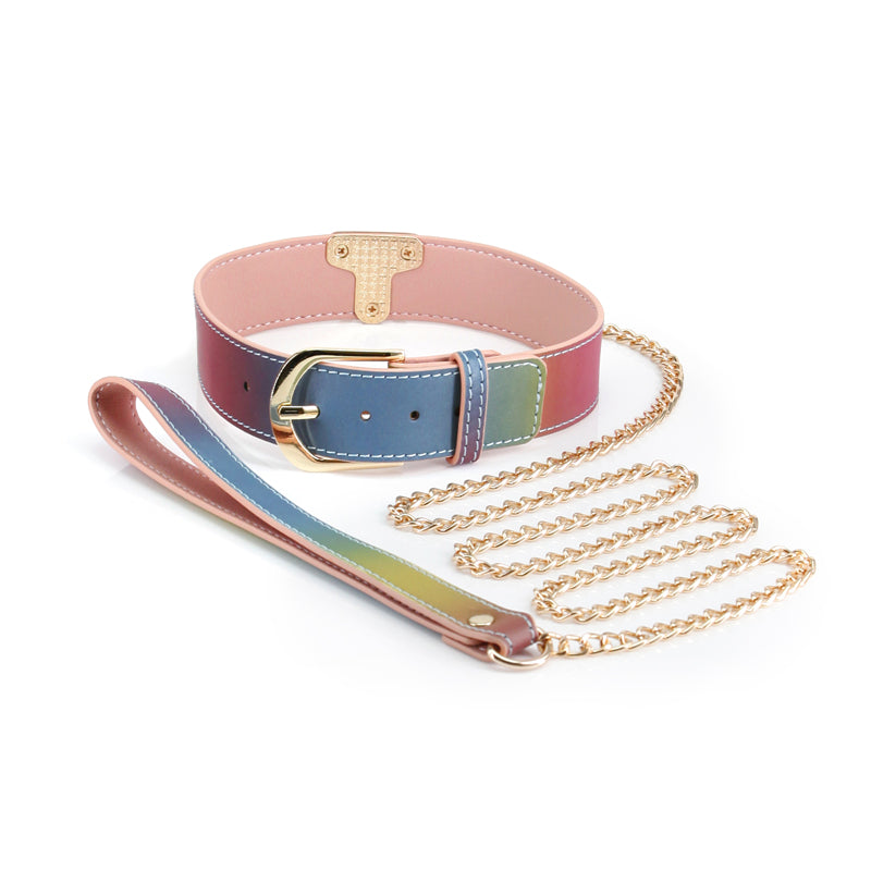 Spectra Bondage Collar & Leash - Rainbow