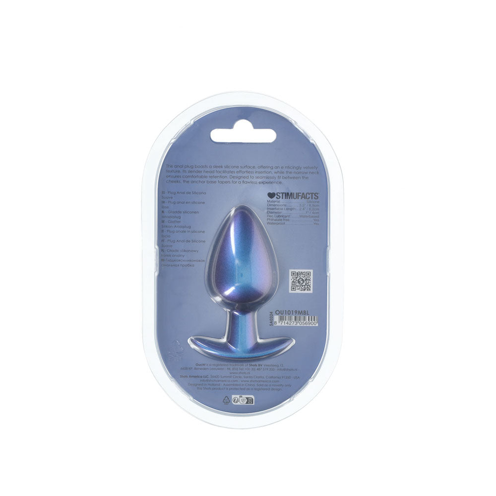 OUCH! Anal Plug - Large - Metallic Blue - Metallic Blue 8.9 cm Large Butt Plug