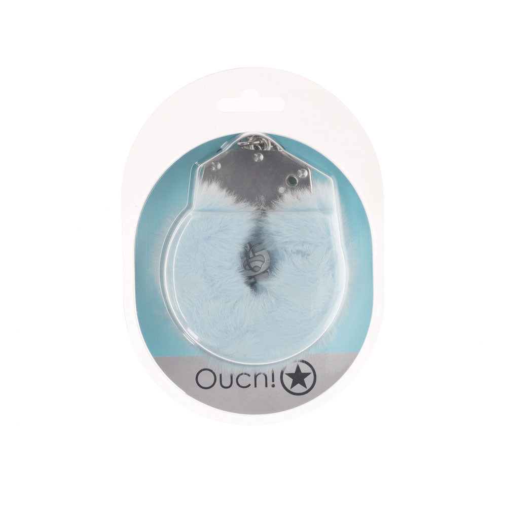 OUCH! Heavy-Duty Fluffy Cuffs - Powder Blue - Powder Blue Fluffy Restraints