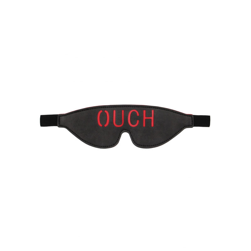 OUCH! Black & White Bonded Leather Eye-Mask ''Ouch'' - Black Eye Restraint