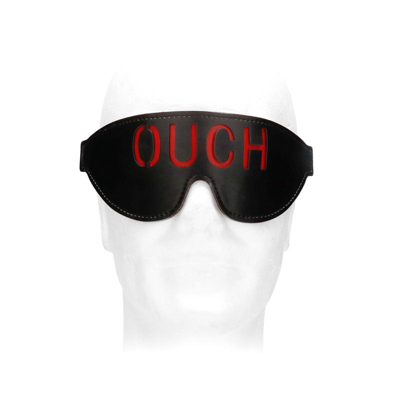 OUCH! Black & White Bonded Leather Eye-Mask ''Ouch'' - Black Eye Restraint