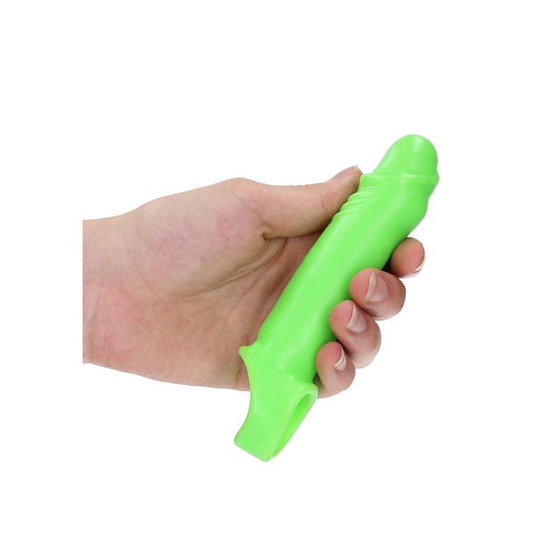 OUCH! Glow In The Dark Smooth Stretchy Penis Sleeve - Glow in Dark 15.5 cm Penis Extension Sleeve