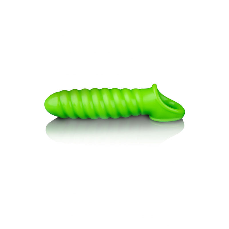 OUCH! Glow In The Dark Swirl Stretchy Penis Sleeve - Glow in Dark 15 cm Penis Extension Sleeve