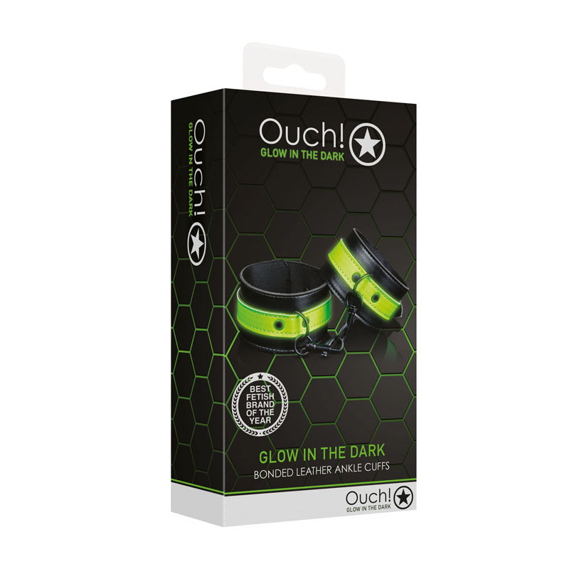 OUCH! Glow In The Dark Handcuffs - Black/Glow In Dark Restraints