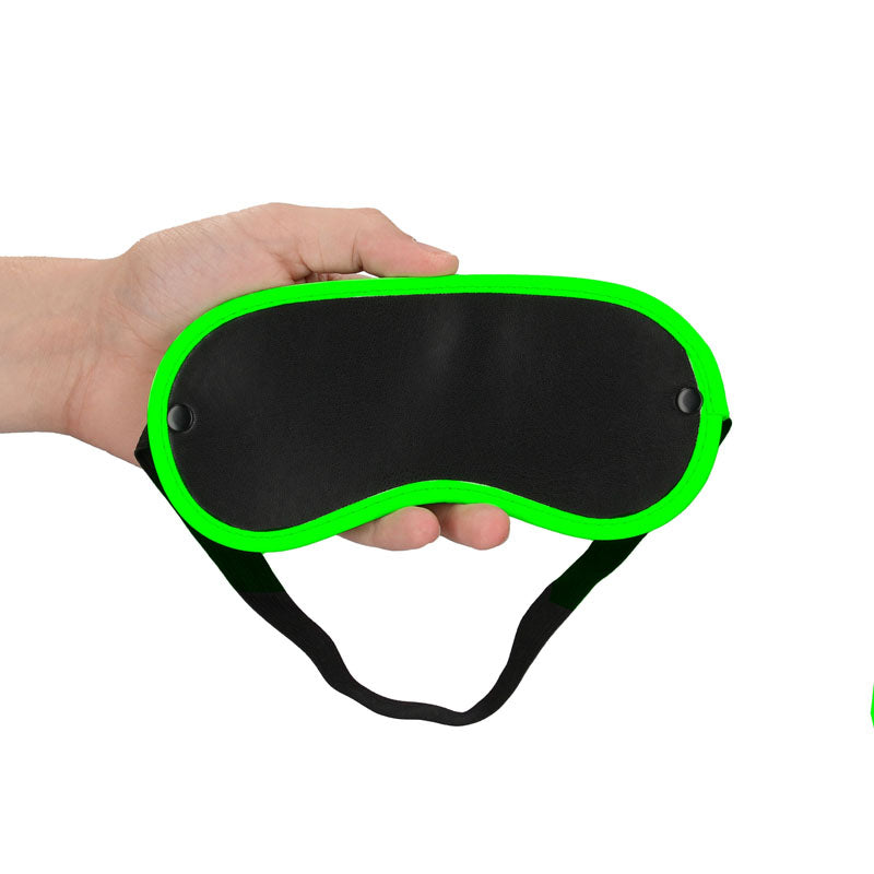 OUCH! Glow In The Dark Eye Mask - Black/Glow In Dark Eye Restraint