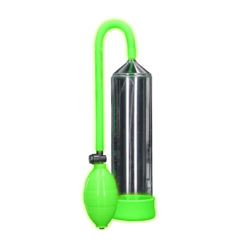 OUCH! Glow In The Dark Classic Penis Pump - Clear/Green Penis Pump