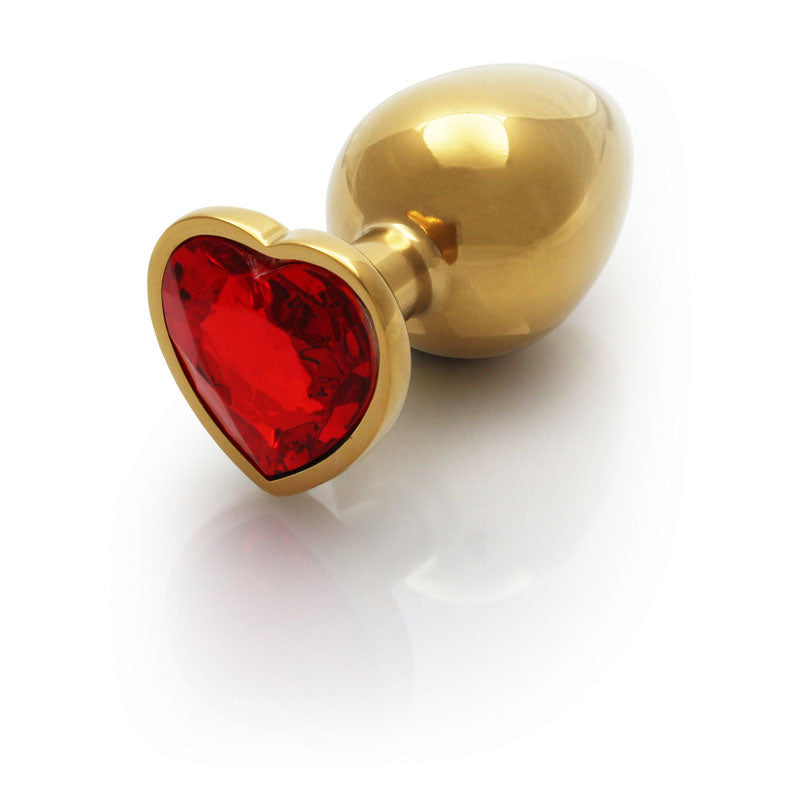 OUCH! Heart Gem Gold Butt Plug - Medium