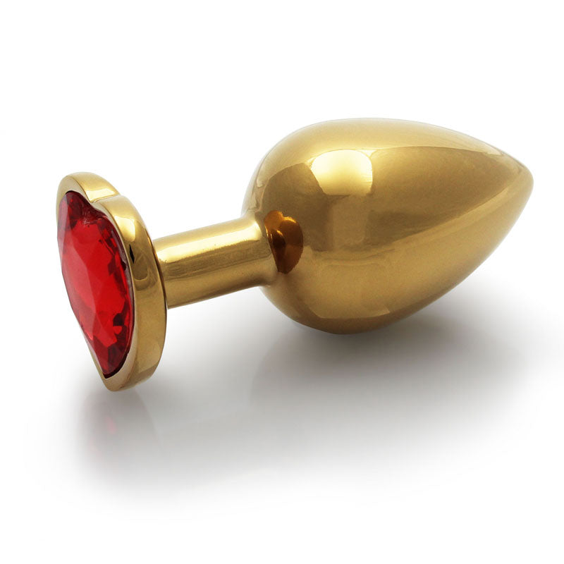 OUCH! Heart Gem Gold Butt Plug - Medium