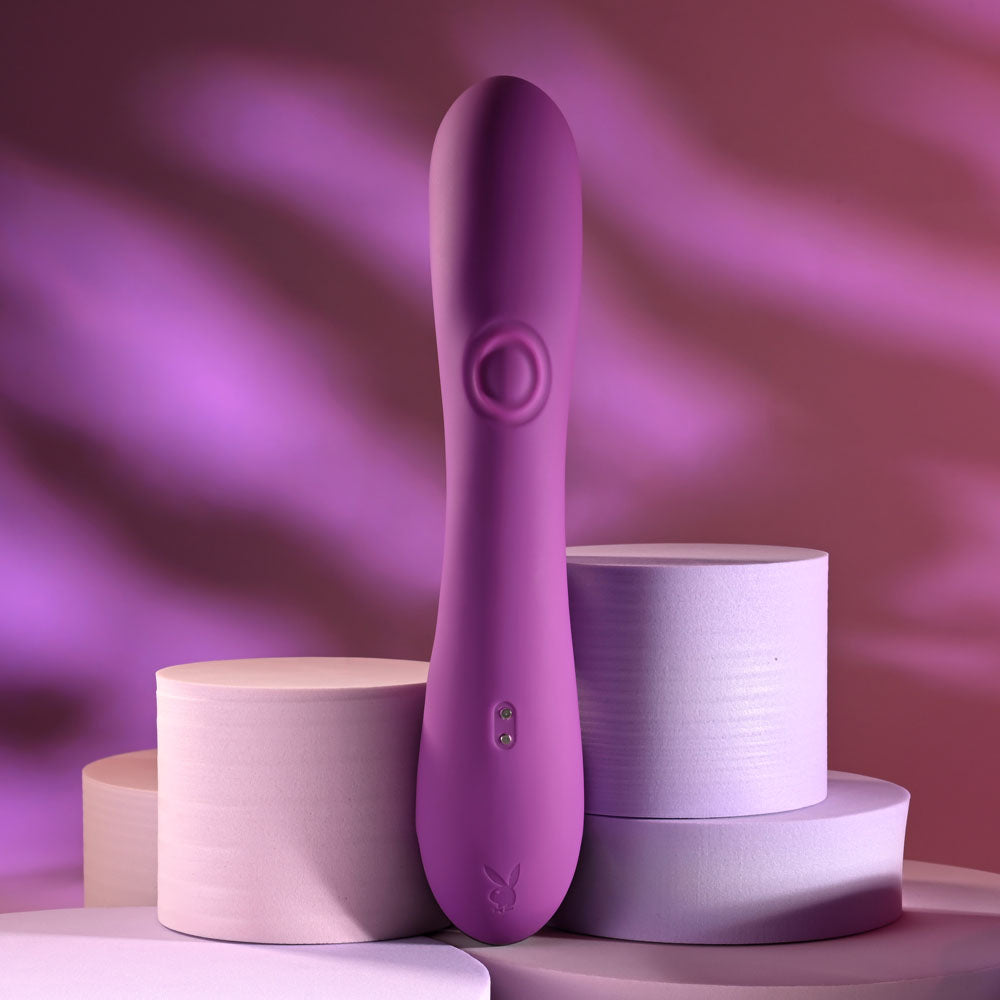 Playboy Pleasure BUSY BUNNY - Purple 22.6 cm USB Rechargeable Rabbit Vibrator with Tapping Shaft