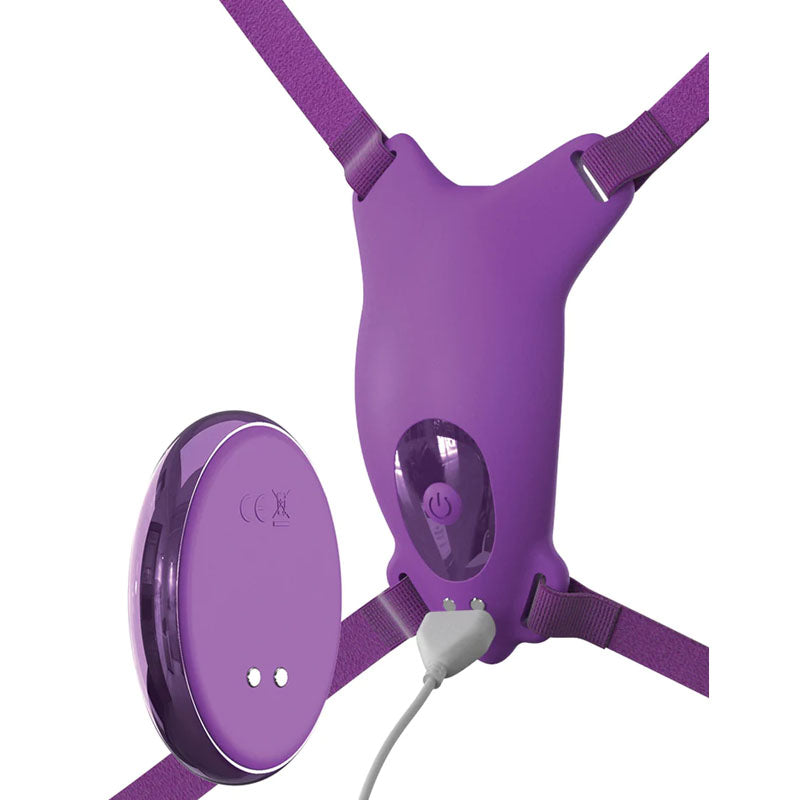 Fantasy For Her Ultimate Butterfly Strap-On - Purple USB Rechargeable Strap-On Stimulator