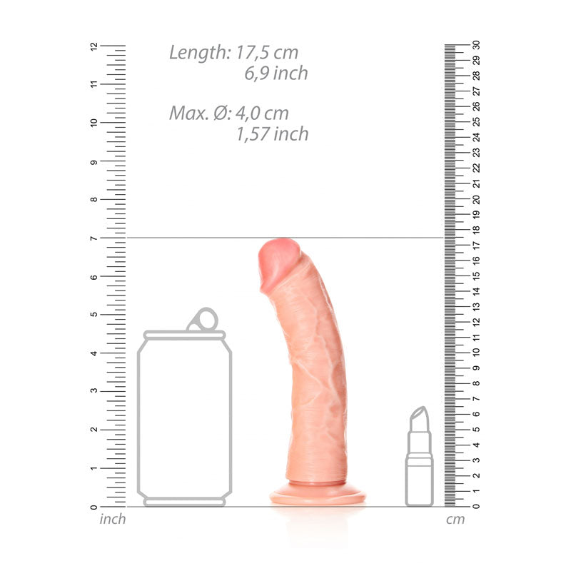 REALROCK Realistic Regular Curved Dildo with Suction Cup - 15.5 cm