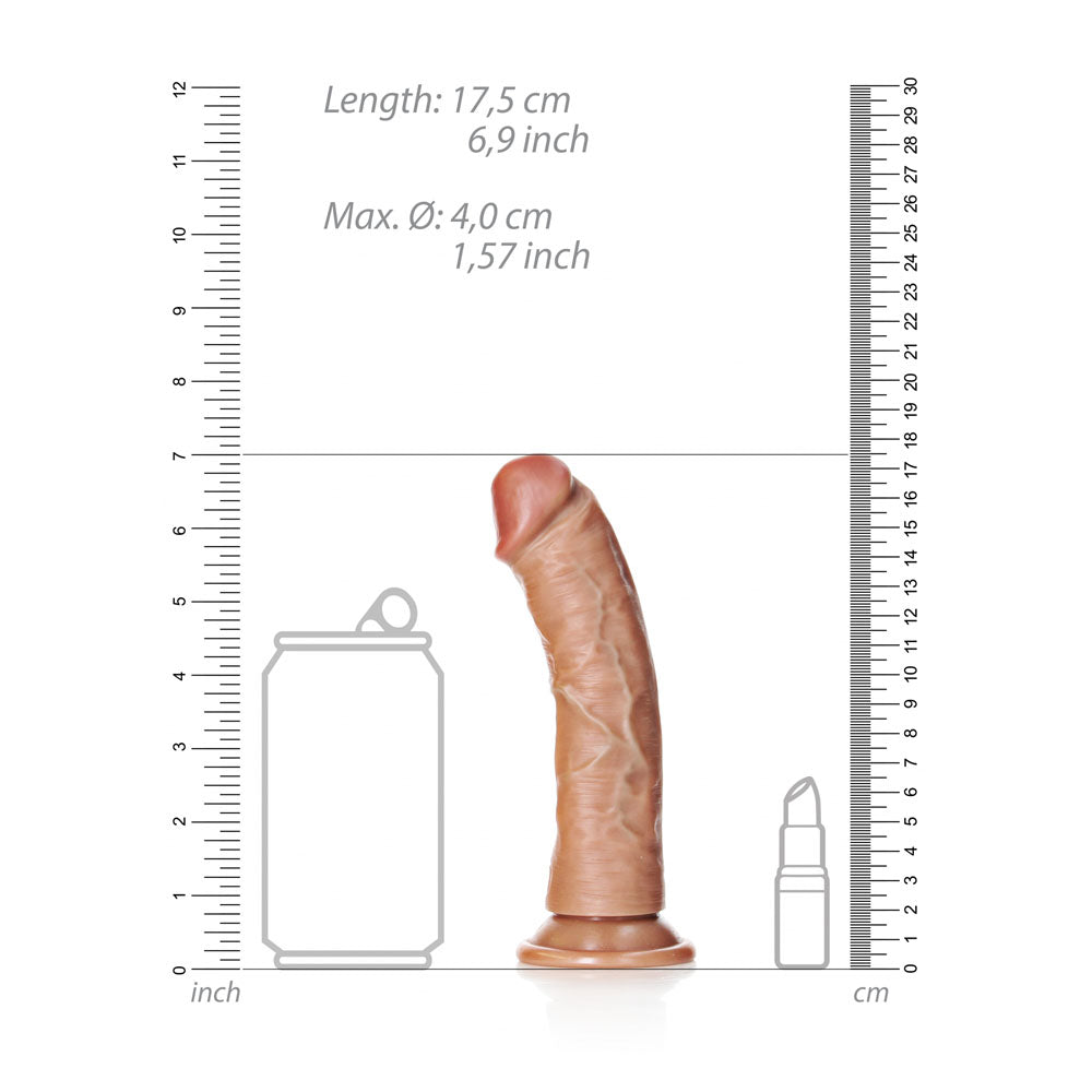 REALROCK Realistic Regular Curved Dildo with Suction Cup - 15.5 cm