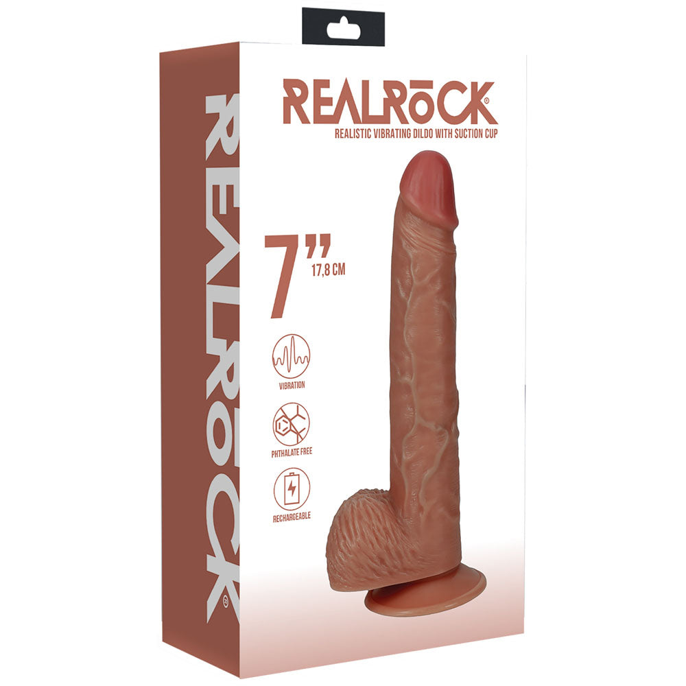 REALROCK 18cm Vibrating Cock + Balls - Tan