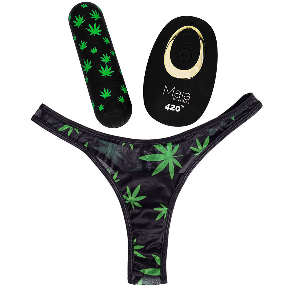 Maia DATE NIGHT 420 PANTY VIBE - L/XL - Black L/XL 420 Panty with Black USB Rechargeable Bullet & Remote