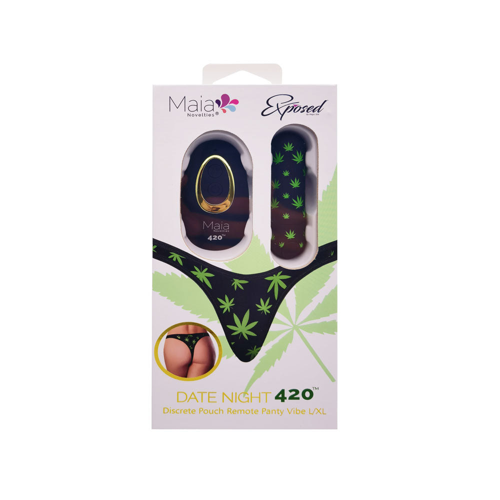 Maia DATE NIGHT 420 PANTY VIBE - L/XL - Black L/XL 420 Panty with Black USB Rechargeable Bullet & Remote