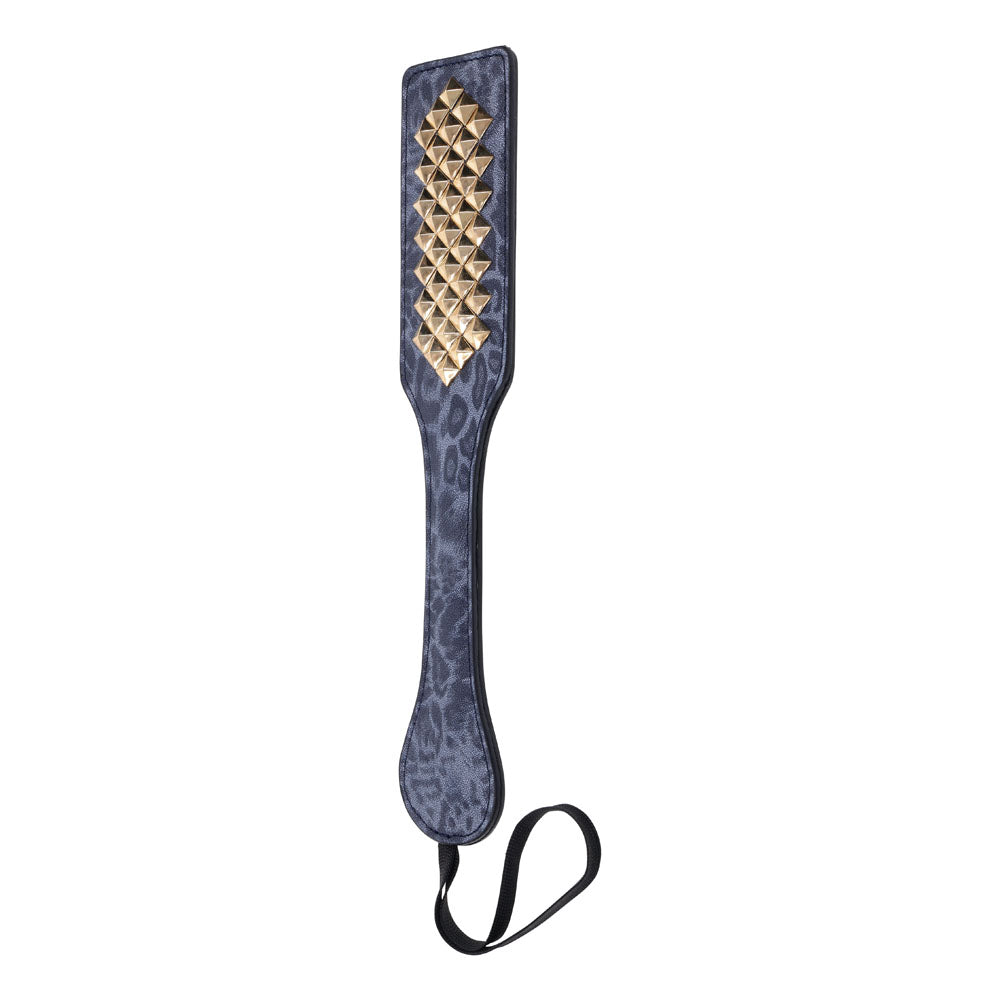 Sex & Mischief Cougar Studded Paddle - Navy Blue Paddle with Gold Studs